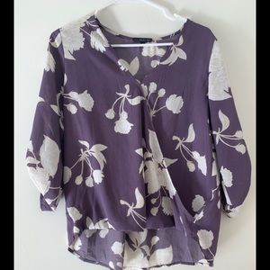 Purple & White Blouse